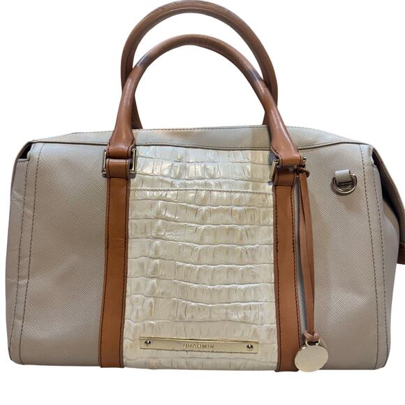 Brahmin Large Gemma Satchel Bag in Macaroon Lady Vineyard Croc - Picture 1 of 7